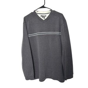 Method Y2K Pullover Sweater Mens‎ L Gray streetwear stripe skater Waffle Knit